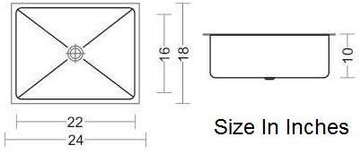 CROCODILE 304 GRADE 24"x18"x10" Kitchen Sink, Satin Finish