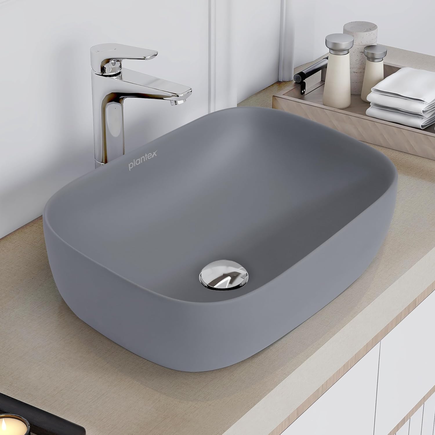 Plantex Ceramic Tabletop Washbasin/Countertop Basin for Living Room